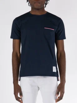 THOM BROWNE T-Shirt<T-SHIRT SS RWB POCKET TEE IN MEDIUM WEIGHT J Nero