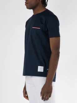 THOM BROWNE T-Shirt<T-SHIRT SS RWB POCKET TEE IN MEDIUM WEIGHT J Nero