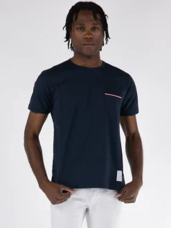 THOM BROWNE T-Shirt<T-SHIRT SS RWB POCKET TEE IN MEDIUM WEIGHT J Nero