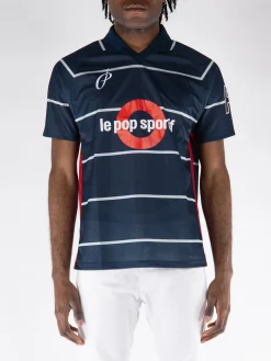 POP TRADING COMPANY T-Shirt<T-SHIRT STRIPED SPORTIF S/S Bianco, Blu, Rosso