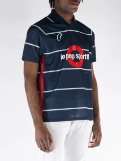 POP TRADING COMPANY T-Shirt<T-SHIRT STRIPED SPORTIF S/S Bianco, Blu, Rosso