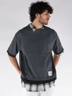 MAISON MIHARA YASUHIRO T-Shirt<T-SHIRT TRIPLE LAYERED Beige, Grigio, Nero
