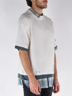MAISON MIHARA YASUHIRO T-Shirt<T-SHIRT TRIPLE LAYERED Beige, Bianco, Nero