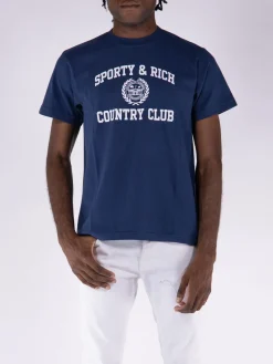 SPORTY&RICH T-Shirt<T-SHIRT VARSITY Bianco, Blu