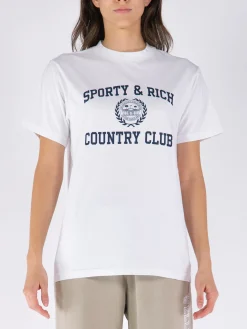 SPORTY&RICH T-Shirt<T-SHIRT VARSITY CREST Bianco