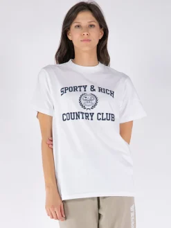 SPORTY&RICH T-Shirt<T-SHIRT VARSITY CREST Bianco