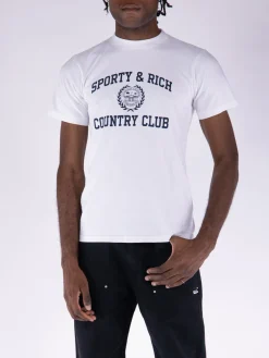 SPORTY&RICH T-Shirt<T-SHIRT VARSITY CREST Bianco