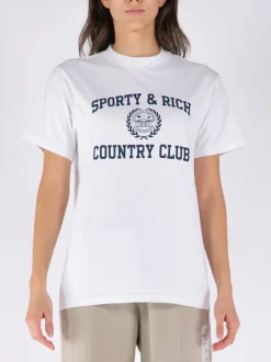 SPORTY&RICH T-Shirt<T-SHIRT VARSITY CREST Bianco