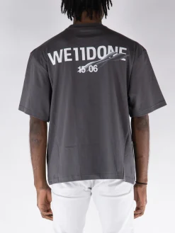WE11DONE. T-Shirt<T-SHIRT WAVE LOGO Bianco, Grigio